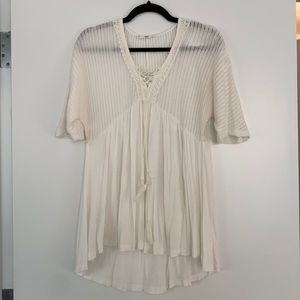 Mango Ivory White Tunic Shirt Small